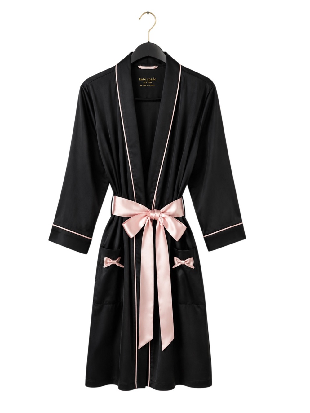 Kate Spade Black Satin Robe
